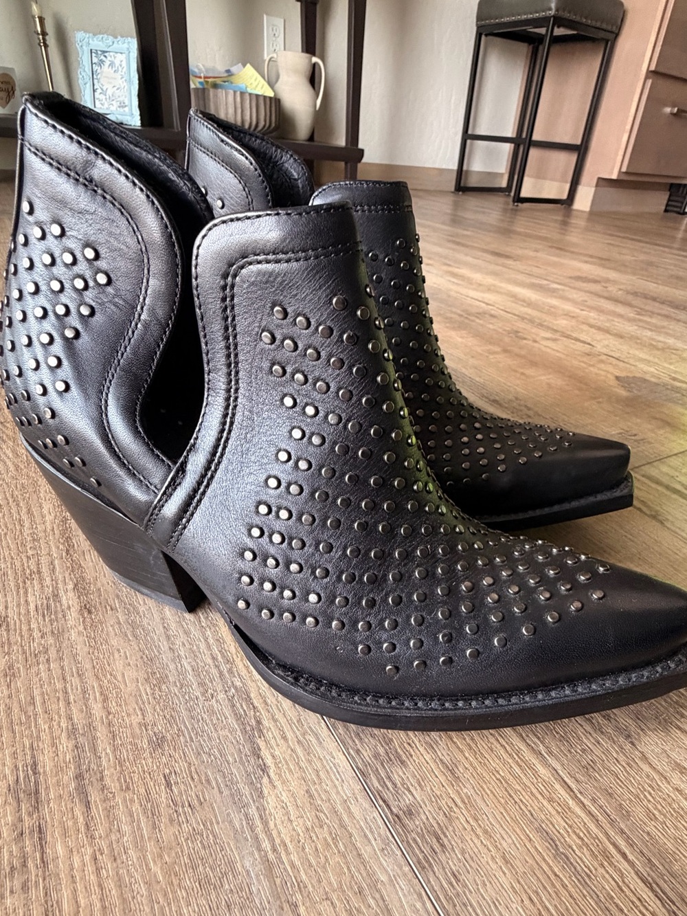 Ariat Black Studded Leather Cutout Ankle Booties